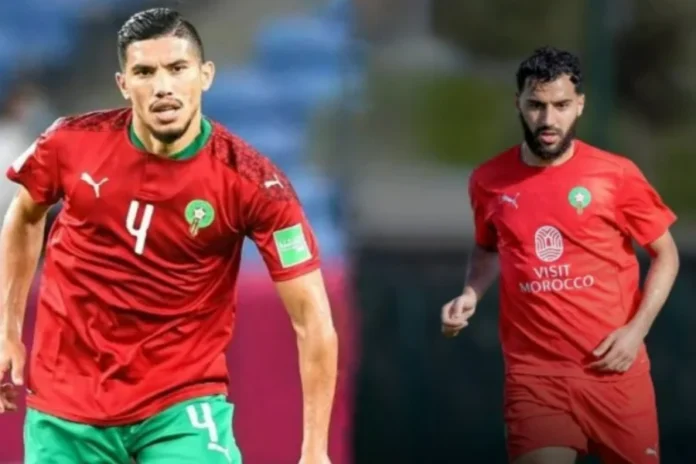 Marwane Saadane et Amine Sbaï avec le maillot de l’équipe nationale du Maroc