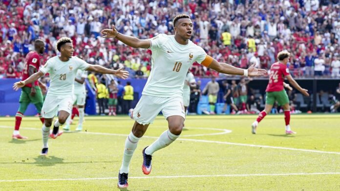 Kylian Mbappe célèbre pendant France Maroc au Mondial 2026